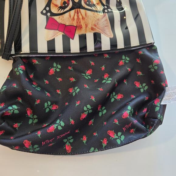 Betsey Johnson Striped Cat Cosmetic Wristlet Bag‎ - Picture 11 of 11